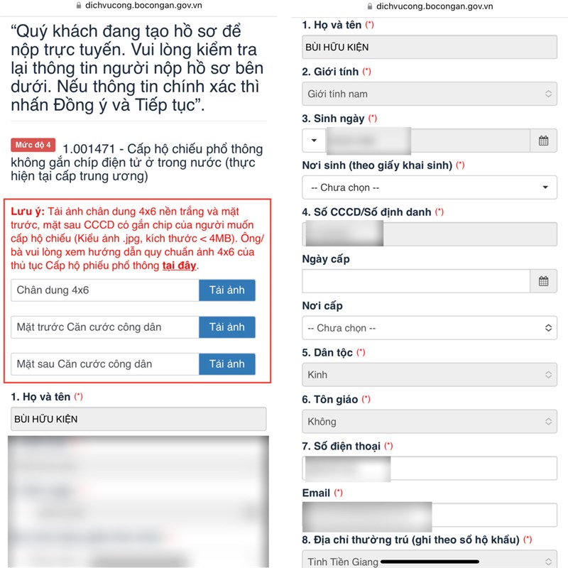 làm hộ chiếu online